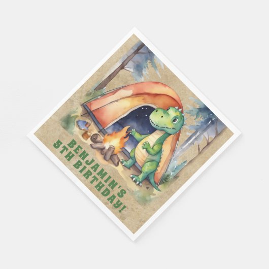 Dinosaur Campout Geburtstagsparty Serviette (Ecke)
