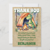 Dinosaur Campout Party Danke Karte (Vorderseite)