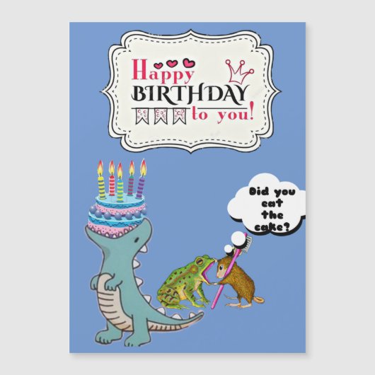 Dinosaur Card /Funny birthday card/ Magnetkarte (Vorderseite)