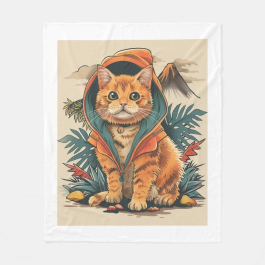 Dinosaur Cat Explorer Fleecedecke (Vorderseite)