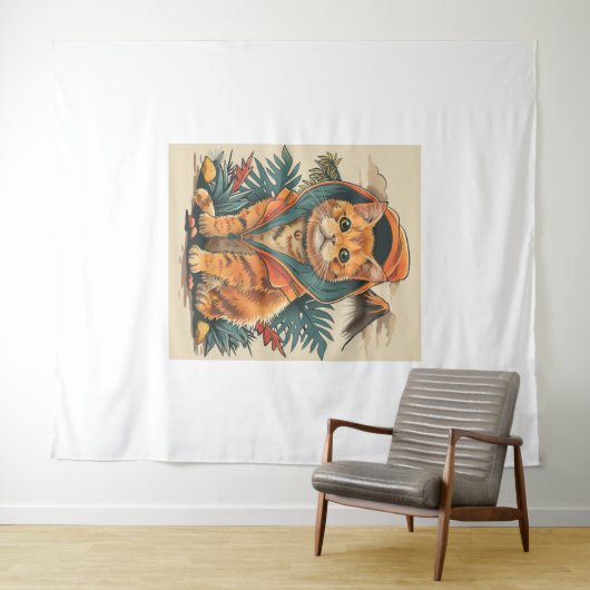 Dinosaur Cat Explorer Wandteppich (Beispiel (Horizontal))