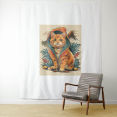 Dinosaur Cat Explorer Wandteppich (Beispiel)