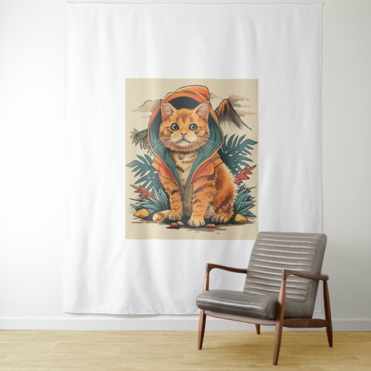 Dinosaur Cat Explorer Wandteppich (Beispiel)