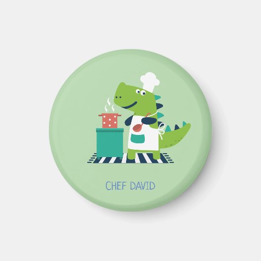 Dinosaur chef badge magnet (Vorne)