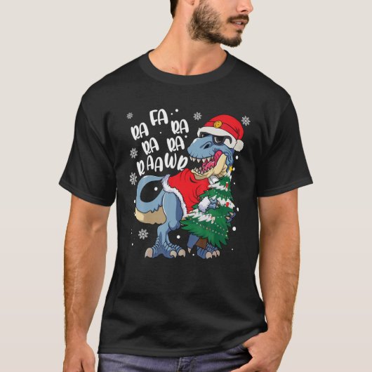 Dinosaur Christmas Fa Ra Ra Rawr T Rex Santa Chris T-Shirt (Vorderseite)