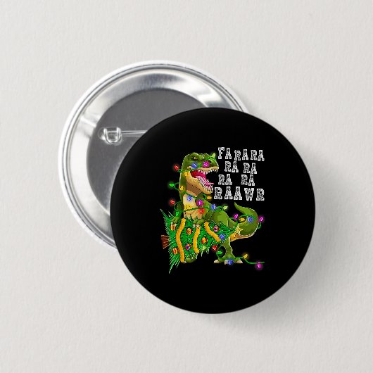 Dinosaur Christmas Fa Ra Rawr Tree Rex Boys Xmas G Button (Vorne & Hinten)