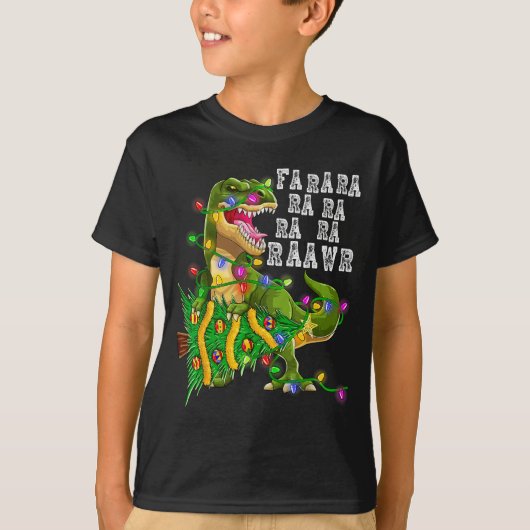 Dinosaur Christmas Fa Ra Rawr Tree Rex Boys Xmas G T-Shirt (Vorderseite)