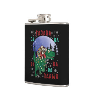 Dinosaur Christmas Flachmann