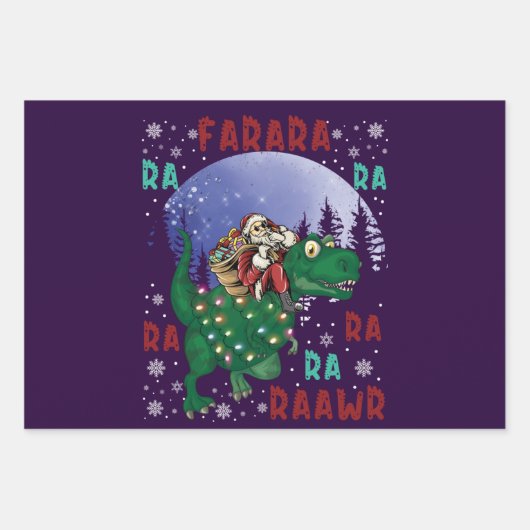 Dinosaur Christmas Geschenkpapier Set (Vorderseite 3)