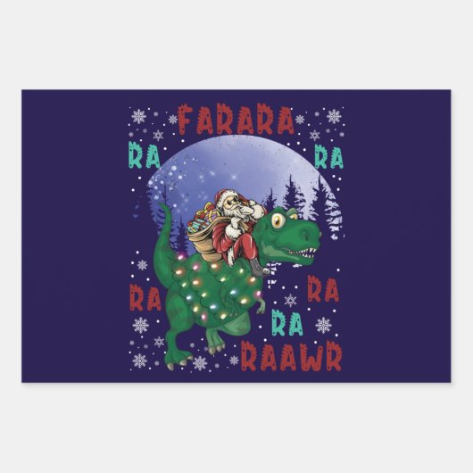 Dinosaur Christmas Geschenkpapier Set (Vorderseite 2)