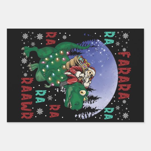 Dinosaur Christmas Geschenkpapier Set (Vorderseite)
