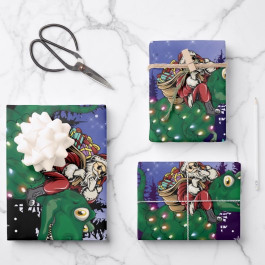 Dinosaur Christmas Geschenkpapier Set (Vorderseite)