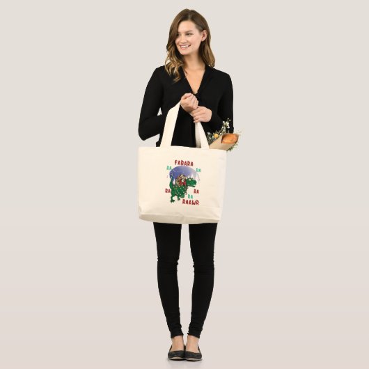 Dinosaur Christmas Jumbo Stoffbeutel (Vorderseite (Model))
