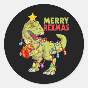Dinosaur Christmas Merry Rexmas Boys Toddler Dino Runder Aufkleber