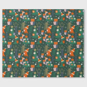 Dinosaur Christmas Party Green Geschenkpapier (Flach)