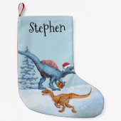 Dinosaur Christmas Raptor Aquarellname Kleiner Weihnachtsstrumpf (Vorderseite)