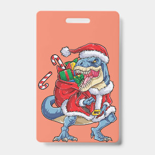 Dinosaur Christmas Santa Claus T rex Boys Men Ausweis