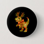 Dinosaur Christmas Season Patchwork T-rex Squad Fa Button (Vorderseite)