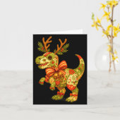 Dinosaur Christmas Season Patchwork T-rex Squad Fa Karte (Gelbe Blume)