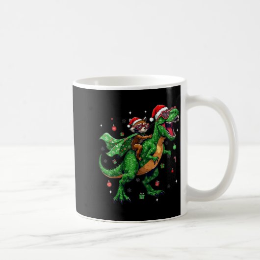 Dinosaur Christmas T Rex Raccoon Santa Holiday Kaffeetasse (Rechts)