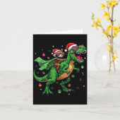 Dinosaur Christmas T Rex Raccoon Santa Holiday Karte (Gelbe Blume)