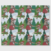 Dinosaur Christmas T-Rex Santa Geschenkpapier (Flach)