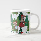 Dinosaur Christmas T-Rex Santa Jumbo-Tasse (Rechts)