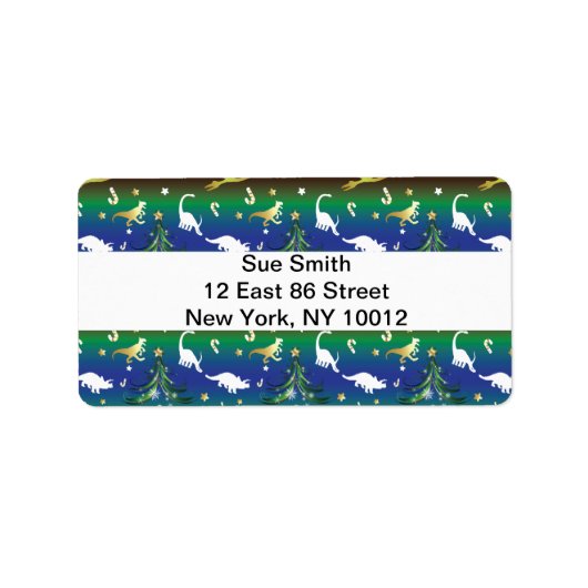 Dinosaur Christmas Tree Adressaufkleber (Vorne)