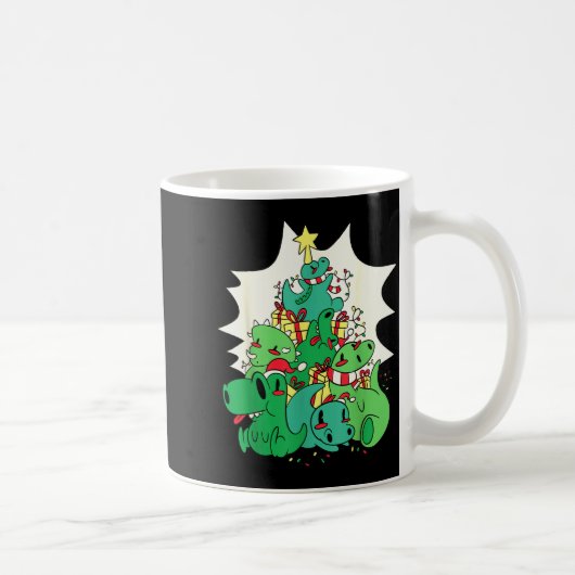 Dinosaur Christmas Tree Cartoons Holiday Tyrannosa Kaffeetasse (Rechts)