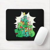Dinosaur Christmas Tree Cartoons Holiday Tyrannosa Mousepad (Mit Mouse)