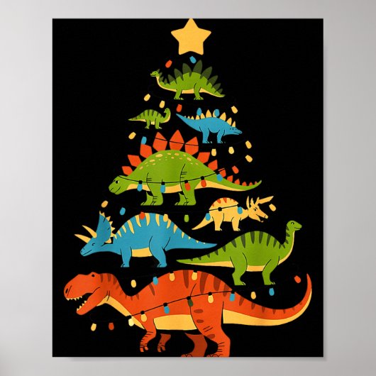 Dinosaur Christmas Tree Dino Trex Dinosaur Lover C Poster (Vorne)