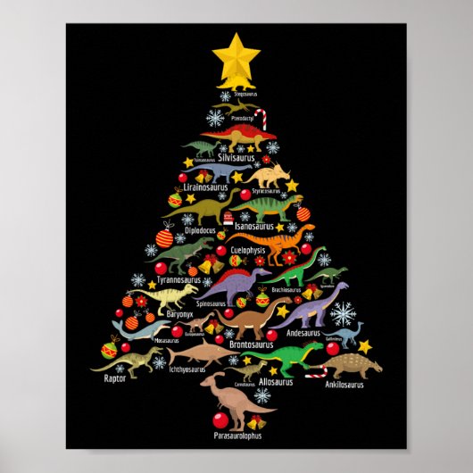Dinosaur Christmas Tree Dino Trex Paleontologist X Poster (Vorne)