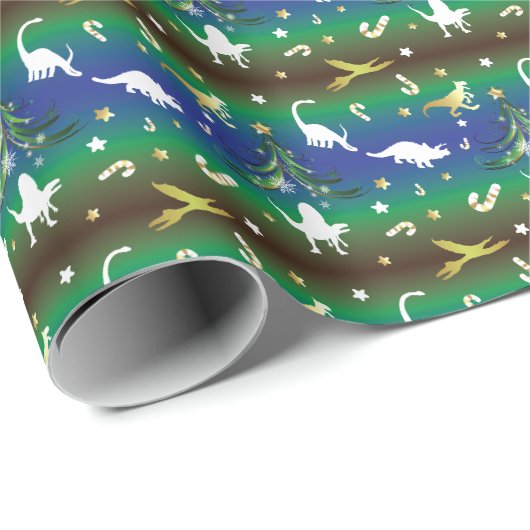Dinosaur Christmas Tree Geschenkpapier (Rolleneckpunkt)