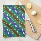 Dinosaur Christmas Tree Geschirrtuch (Viertel Falte)