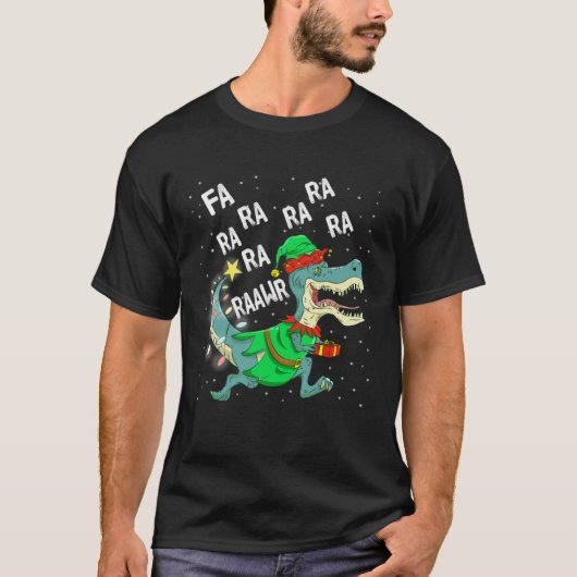 Dinosaur Christmas Tree Rex Fa Ra Ra Rawr Trex Elf T-Shirt (Vorderseite)