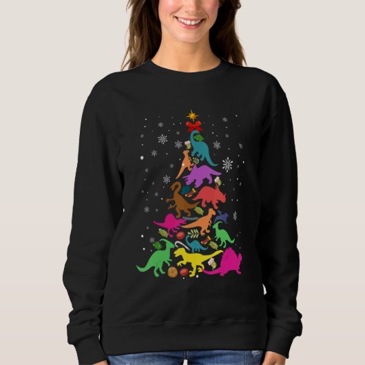 Dinosaur Christmas Tree Rex Idea Kids & Dino Xmas Sweatshirt (Vorderseite)
