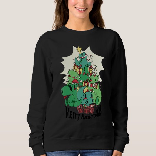 Dinosaur Christmas Tree Rex Idea Kids & Dino Xmas Sweatshirt (Vorderseite)