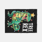 Dinosaur Christmas Tree Rex Pajamas Men Boys Xmas Fleecedecke (Vorderseite (Horizontal))