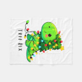 Dinosaur Christmas Tree Rex Pajamas Men Boys Xmas Fleecedecke (Vorderseite (Horizontal))