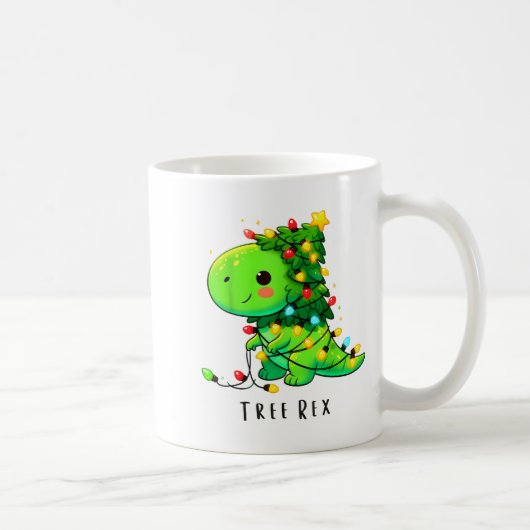Dinosaur Christmas Tree Rex Pajamas Men Boys Xmas Kaffeetasse (Rechts)