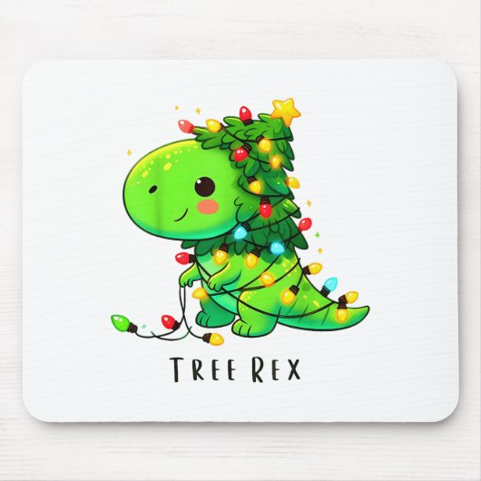Dinosaur Christmas Tree Rex Pajamas Men Boys Xmas Mousepad (Vorne)