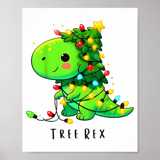 Dinosaur Christmas Tree Rex Pajamas Men Boys Xmas  Poster (Vorne)