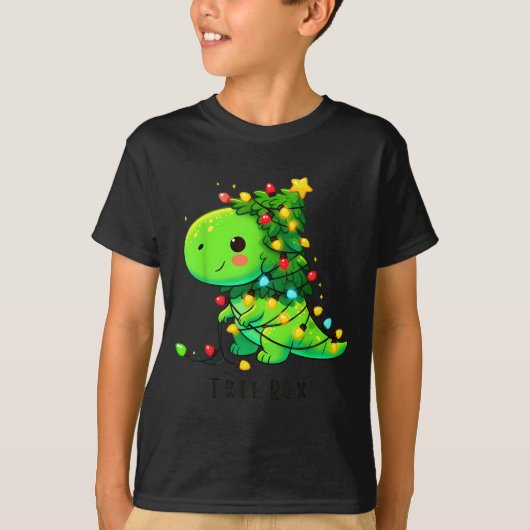 Dinosaur Christmas Tree Rex Pajamas Men Boys Xmas  T-Shirt (Vorderseite)