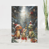 Dinosaur Christmas Tyrannosaur Karte (Vorderseite)