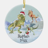 Dinosaur Christmas Tyrannosaur Raptor Keramik Ornament (Vorne)