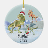 Dinosaur Christmas Tyrannosaur Raptor Keramik Ornament (Hinten)