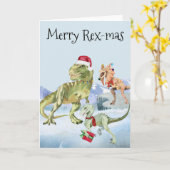 Dinosaur Christmas Tyrannosaur Raptor Merry Rex Karte (Gelbe Blume)