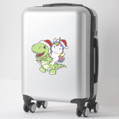 Dinosaur Christmas Unicorn Winter T-Rex Dino Aufkleber (Koffer)