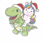 Dinosaur Christmas Unicorn Winter T-Rex Dino Aufkleber<br><div class="desc">Die T-Rex mit einsamen Weihnachten mit Feenlicht. Die sonnigen Einhornfahrten mit Dinosauriern für die Ferien. Auch lustig für Weihnachten im Juli. Dinos sind niedliche Tiere und perfekt zu Weihnachten.</div>