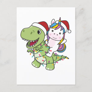 Dinosaur Christmas Unicorn Winter T-Rex Dino Feiertagspostkarte